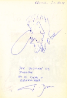 Autograf Tadeusza Drozdy z autorskim rysunkiem, 30.11.1984 r. [Dokument ikonograficzny]