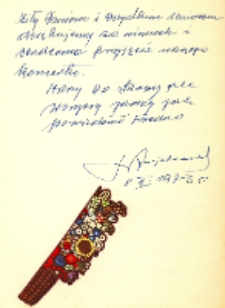 Autograf J&oacute;zefa Majchrzaka po występie w Klubie Seniora przy Miejskim Międzyzakładowym Domu Kultury w Obornikach Śląskich, 8.02.1973 r. [Dokument ikonograficzny]