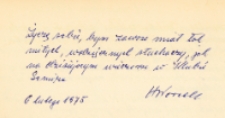 Autograf Henryka Worcella po spotkaniu w Klubie Seniora w Obornikach Śląskich, 12.02.1975 r. [Dokument ikonograficzny]