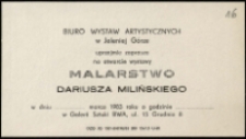 Dariusz Miliński. Malarstwo- zaproszenie [Dokument życia społecznego]