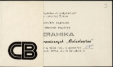 Ceramika Zakładów Ceramicznych "Bolesławiec" - zaproszenie [Dokument życia społecznego]