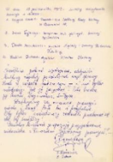 Protokół komisji przeprowadzającej wizytację w świetlicy wiejskiej w Piekarach, podpisany przez członków komisji, 17.10.1989 r. [Dokument ikonograficzny]