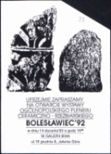 Ogólnopolski Plener Ceramiczno-Rezźbiarski. Bolesławiec'92 - zaproszenie [Dokumenty życia społecznego]