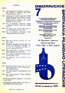 Program VII Obornickich Spotkań Filmowo-Literackich „Dolny Śląsk w filmie polskim”, 25-27.10.1987 r.