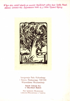 Okolicznościowy rysunek pi&oacute;rkiem z okazji wojew&oacute;dzkiej inauguracji roku kulturalnego i sezonu artystycznego 1987/1988, 26.10.1987 r. [Dokument ikonograficzny]
