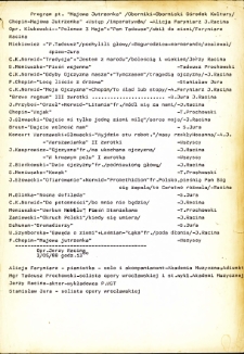Program widowiska z okazji Święta Trzeciego Maja „Majowa Jutrzenka” w opracowaniu Jerzego Raciny w Obornickim Ośrodku Kultury, 3.05.1988 r.