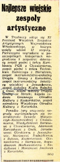 Wycinek prasowy z „Gazety Robotniczej” o zespole „Osolanki” na XI Festiwalu Wiejskich Zespołów Artystycznych Województwa Wrocławskiego w Trzebnicy, 19-20.06.1976 r.