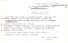 Zaproszenie od Koła Gospodyń Wiejskich w Osoli dla kombatantów i najstarszych osadników na imprezę z okazji 40-lecia powrotu Ziem Zachodnich do Macierzy, 16-19.05.1985 r.