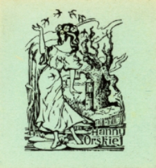 Ekslibris Hanny Orskiej od pracowników kultury ze Szczecina dla Klubu Leśnego w Osoli, 20.11.1985 r. [Dokument ikonograficzny]