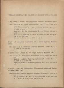 Wybór recenzji za okres 1.X.1967-31.VII.1968