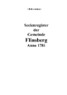 Seelenregister der Gemeinde Flinsberg Anno 1781 [Dokument elektroniczny]