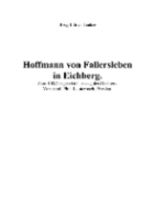 Hoffmann von Fallersleben in Eichberg. Zum 100jährigen Geburtstag des Dichters [Dokument elektroniczny]