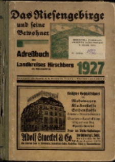 Adressbuch/Einowhnerbuch. Landkreis Hirschberg i. Rsg. Einschließlich der Stadt Schmiedeberg wie alle Gemeinden und Gutsbezirke aus dem Kreis : 1927