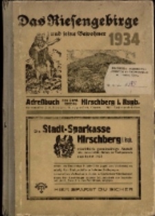 Adressbuch/Einowhnerbuch. Landkreis Hirschberg i. Rsgb. Einschl. der Städte Kupferberg und Schmiedeberg und den Gemeinden aus dem Kreise : 1934