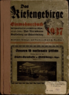 Adressbuch/Einwohnerbuch für den Landkreis Hirschberg mit den Städten Bad Warmbrunn, Kupferberg, Schmiedeberg und allen Gemeinden : 1937