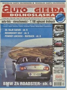 Auto Giełda Dolnośląska : regionalna gazeta ogłoszeniowa, 2002, nr 70 (906) [22.07]