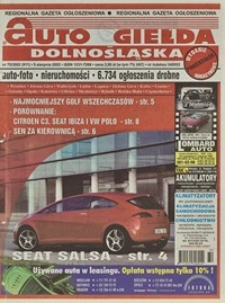 Auto Giełda Dolnośląska : regionalna gazeta ogłoszeniowa, 2002, nr 75 (911) [5.08]