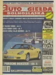 Auto Giełda Dolnośląska : regionalna gazeta ogłoszeniowa, 2002, nr 85 (921) [2.09]