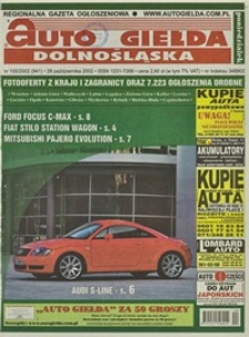 Auto Giełda Dolnośląska : regionalna gazeta ogłoszeniowa, 2002, nr 105 (941) [28.10]