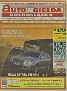 Auto Giełda Dolnośląska : regionalna gazeta ogłoszeniowa, 2002, nr 114 (950) [25.11]