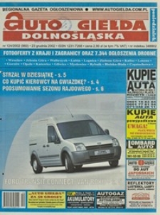 Auto Giełda Dolnośląska : regionalna gazeta ogłoszeniowa, 2002, nr 124 (960) [23.12]