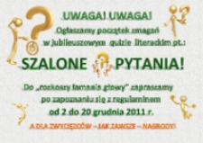 Quiz literacki "Szalone pytania" - plakat [Dokument życia społecznego]