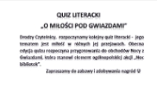 O miłości pod gwiazdami : [quiz literacki] - afisz [Dokument życia społecznego]