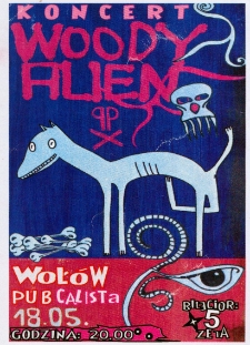 Ulotka informująca o koncercie zespołu Woody Alien [Dokument życia społecznego]