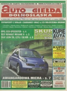 Auto Giełda Dolnośląska : regionalna gazeta ogłoszeniowa, 2003, nr 2 (964) [6.01]