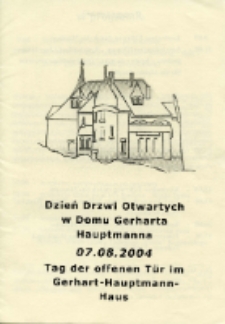 Dzień Otwartych Drzwi w Domu Gerharta Hauptmanna = Tag der Offenen Tür im Gerhart-Hauptmann-Haus - program [Dokument życia społecznego]