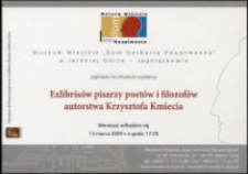 Exlibrisy pisarzy poetów i filozofów autorstwa Krzysztofa Kmiecia - zaproszenie [Dokument życia społecznego]