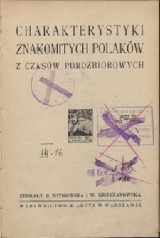 Charakterystyki znakomitych Polaków z czasów porozbiorowych