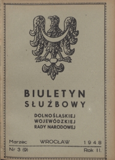Biuletyn Służbowy Dolnośląskej Wojewódzkiej Rady Narodowej, R. 1, 1948, nr 3
