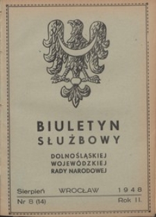 Biuletyn Służbowy Dolnośląskej Wojewódzkiej Rady Narodowej, R. 1, 1948, nr 8
