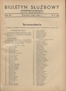 Biuletyn Służbowy Dolnośląskej Wojewódzkiej Rady Narodowej, R. 1, 1949, nr 2