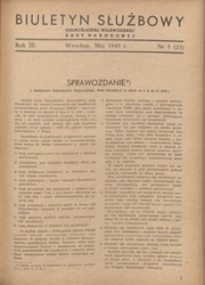 Biuletyn Służbowy Dolnośląskiej Wojewódzkiej Rady Narodowej, R. 1, 1949, nr 5