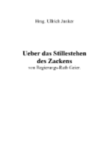 Ueber das Stillestehen des Zackens [Dokument elektroniczny]