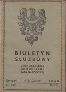 Biuletyn Służbowy Dolnośląskej Wojewódzkiej Rady Narodowej, R. 1, 1948, nr 1
