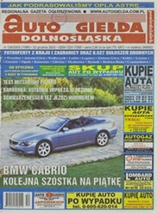 Auto Giełda Dolnośląska : regionalna gazeta ogłoszeniowa, 2003, nr 124 (1086) [22.12]