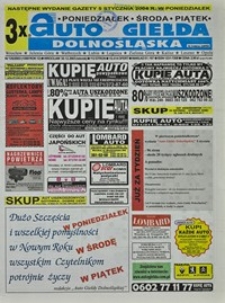 Auto Giełda Dolnośląska : regionalna gazeta ogłoszeniowa, 2003, nr 126 (1088) [30.12]