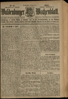 Waldenburger Wochenblatt, Jg. 60, 1914, nr 17