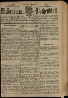 Waldenburger Wochenblatt, Jg. 60, 1914, nr 18