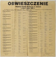 Obwieszczenie Miejskiej Komisji Wyborczej w Jaworze z dnia 2 maja 1990 r.