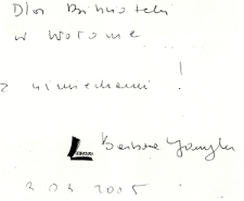 Autograf Barbary Gawryluk [Dokument ikonograficzny]