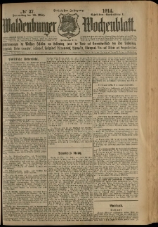 Waldenburger Wochenblatt, Jg. 60, 1914, nr 37