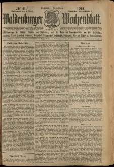 Waldenburger Wochenblatt, Jg. 60, 1914, nr 41