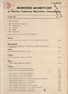 Skorowidz alfabetyczny do Dziennika Urzędowego Województwa Jeleniogórskiego za rok 1986, nr 1-9