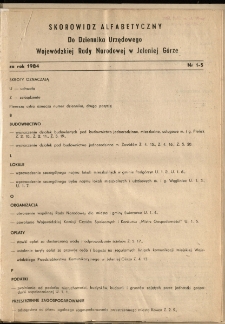 Skorowidz alfabetyczny do Dziennika Urzędowego Województwa Jeleniogórskiego za rok 1984, nr 1-5