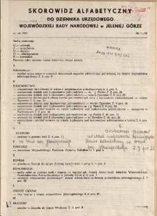 Skorowidz alfabetyczny do Dziennika Urzędowego Województwa Jeleniogórskiego za rok 1983, nr 1-10