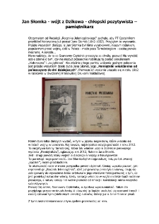 Jan Słomka - wójt z Dzikowa - chłopski pozytywista - pamiętnikarz [Dokument elektroniczny]